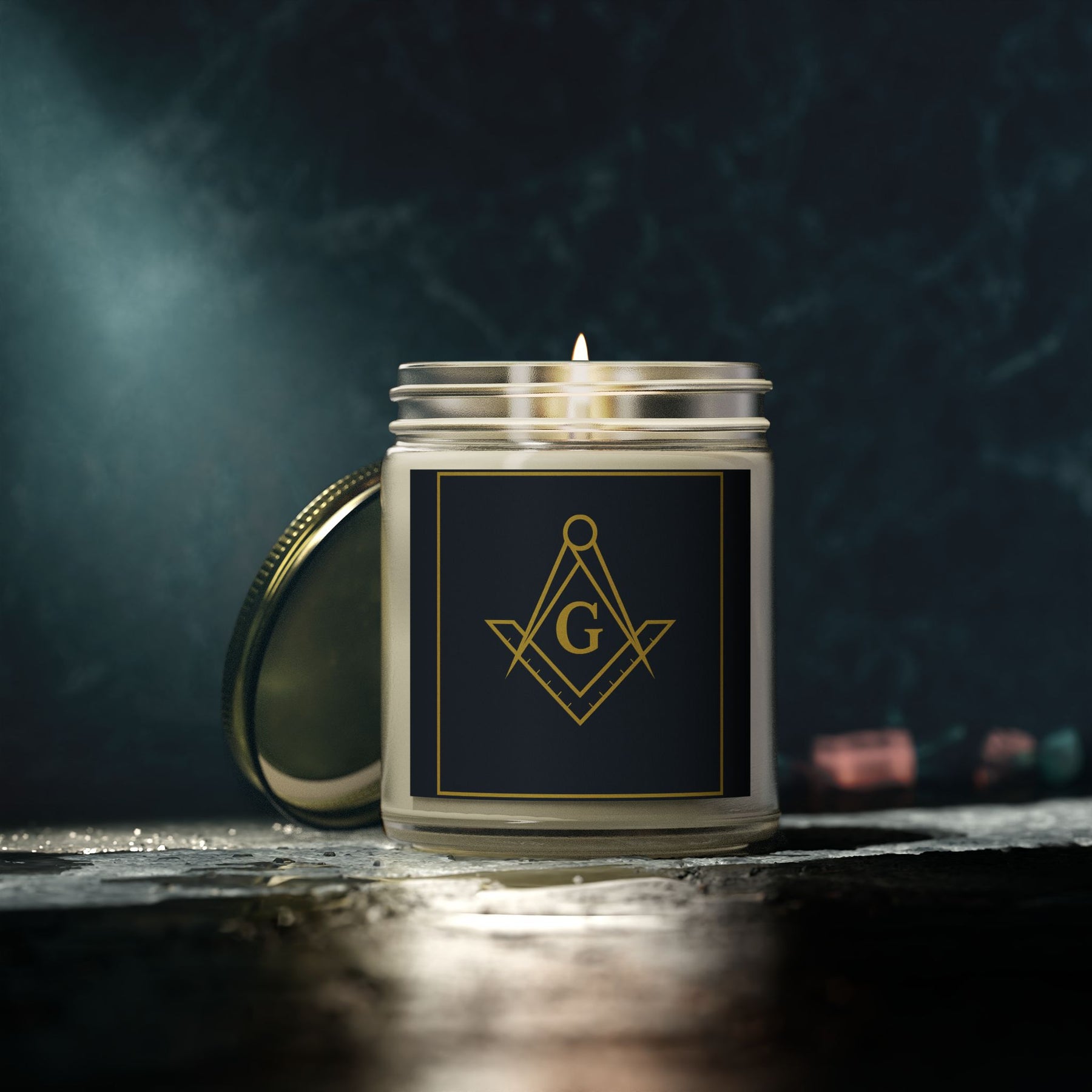 Master Mason Blue Lodge Candle - Scented Coconut Apricot Wax, 4oz & 9oz - Bricks Masons