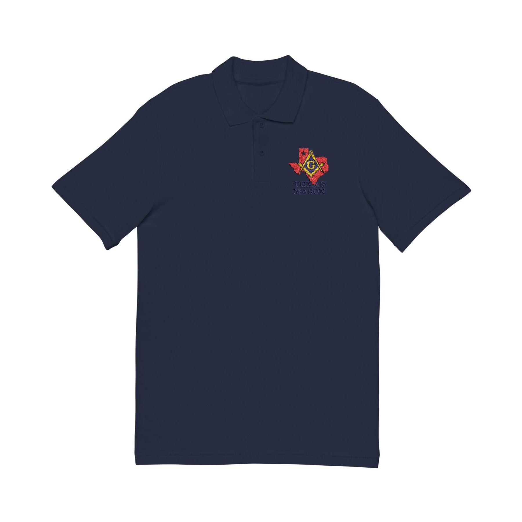 Master Mason Blue Lodge Polo Shirt - Embroidered Square & Compass G Texas Mason - Bricks Masons