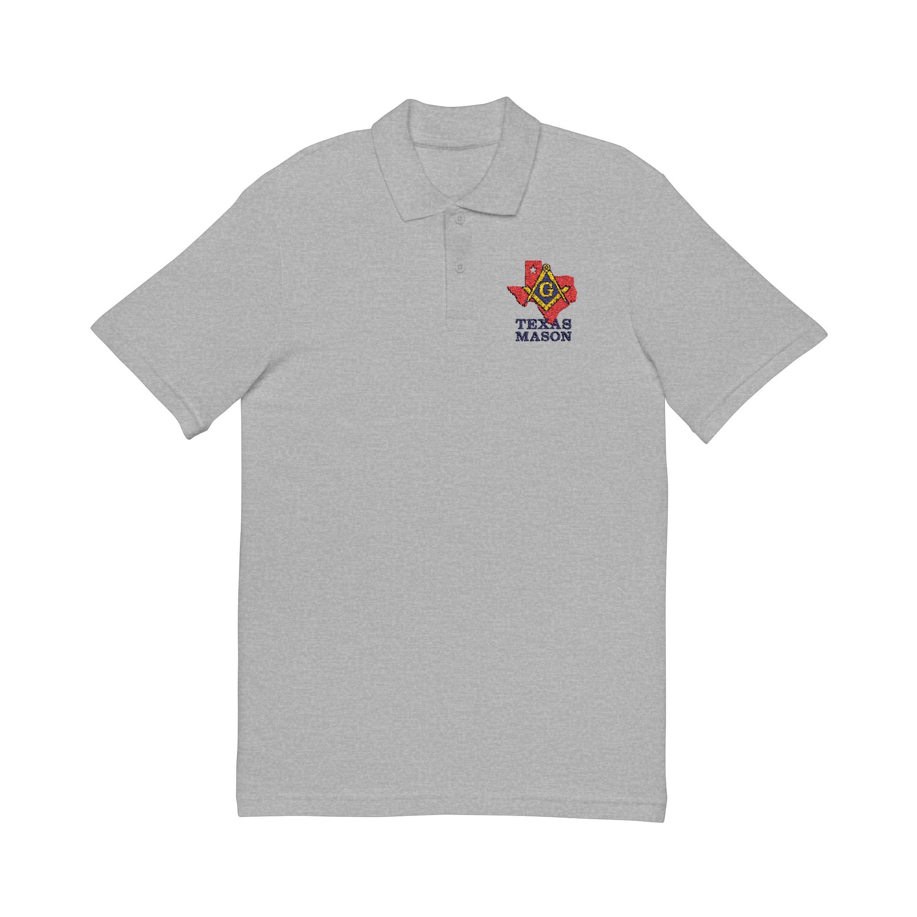 Master Mason Blue Lodge Polo Shirt - Embroidered Square & Compass G Texas Mason - Bricks Masons
