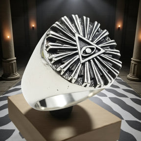Masonic Ring with Eye in Silver, Masonry Art. 74 - Bricks Masons
