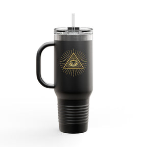 Eye of Providence Ringneck Tumbler - Black & Gold Stainless Steel & Insulated - Bricks Masons