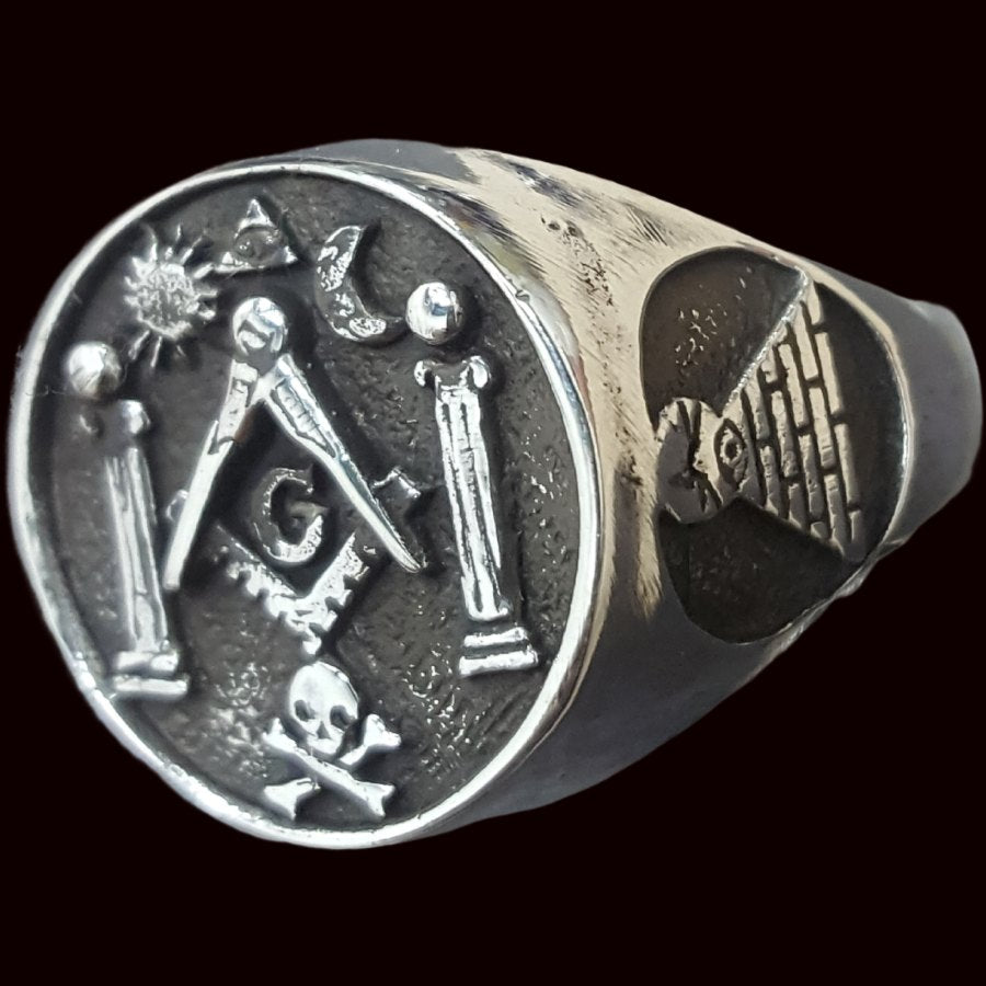 Masonic Ring Columns in Silver Freemasonry 1.6 cm 8 gr Art 75 - Bricks Masons