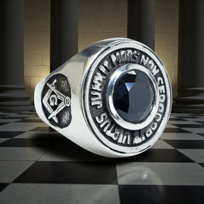 Masonic Ring Virtus Junxit Stone Silver Freemasonry Art 76 - Bricks Masons