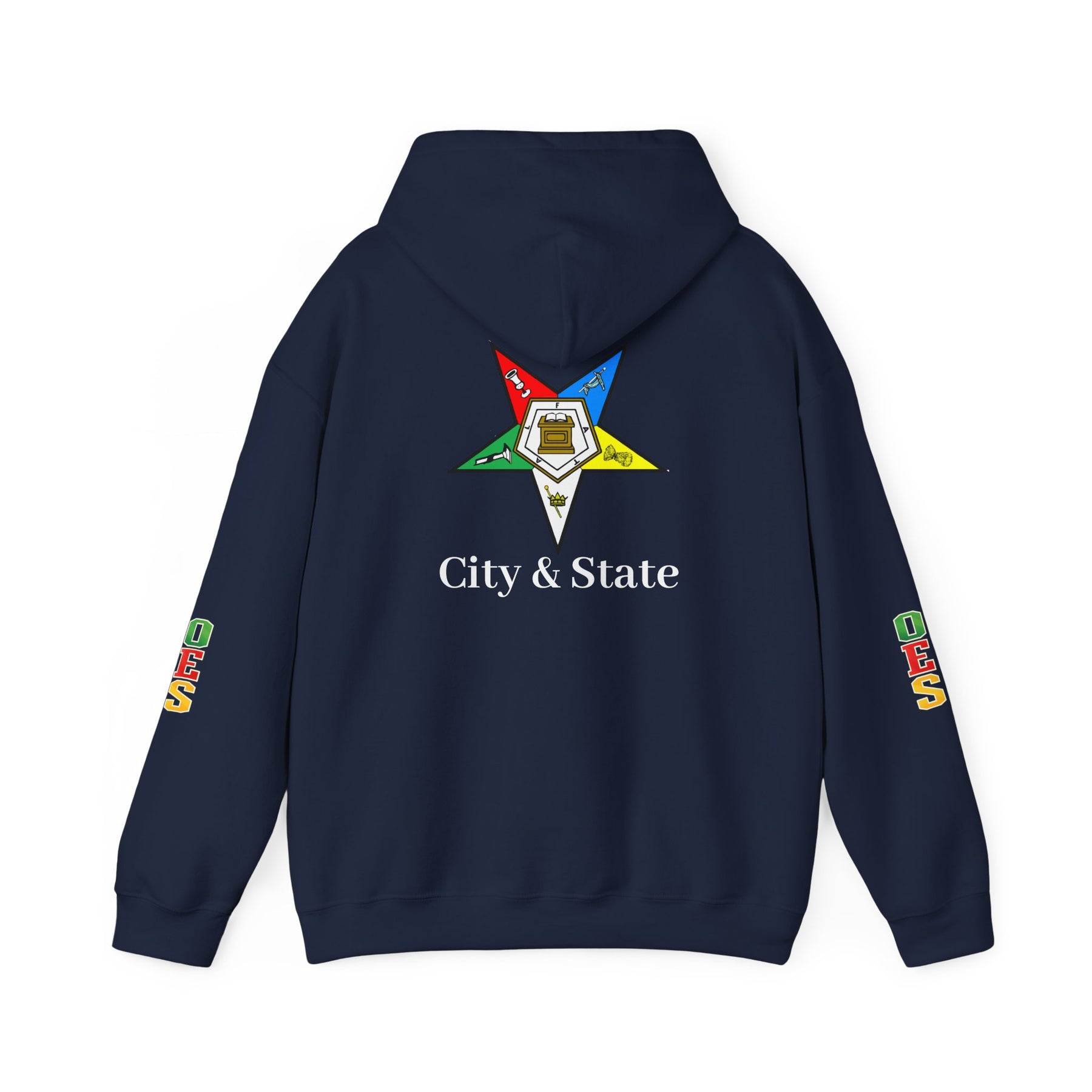 OES Hoodie - Colorful Eastern Star & Initials with Personalization - Bricks Masons