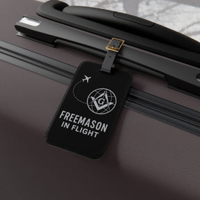 Master Mason Blue Lodge Luggage Tag -  Freemason In Flight With Adjustable Leather Strap - Bricks Masons