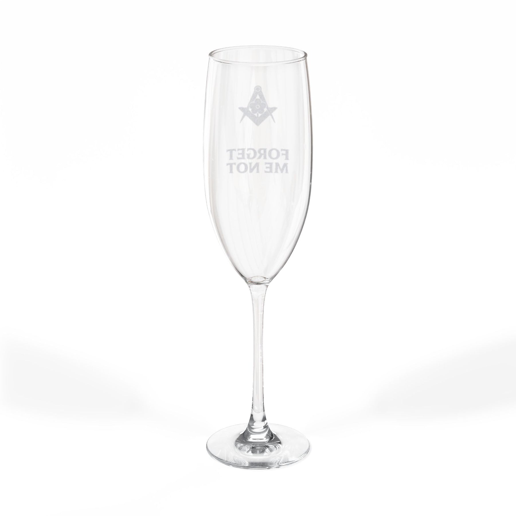 Master Mason Blue Lodge Champagne Flute - Square & Compasses Forget Me Not