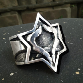 Rastafari Ring Trinity Symbol In Silver 16 Gr Cm Art 789 - Bricks Masons