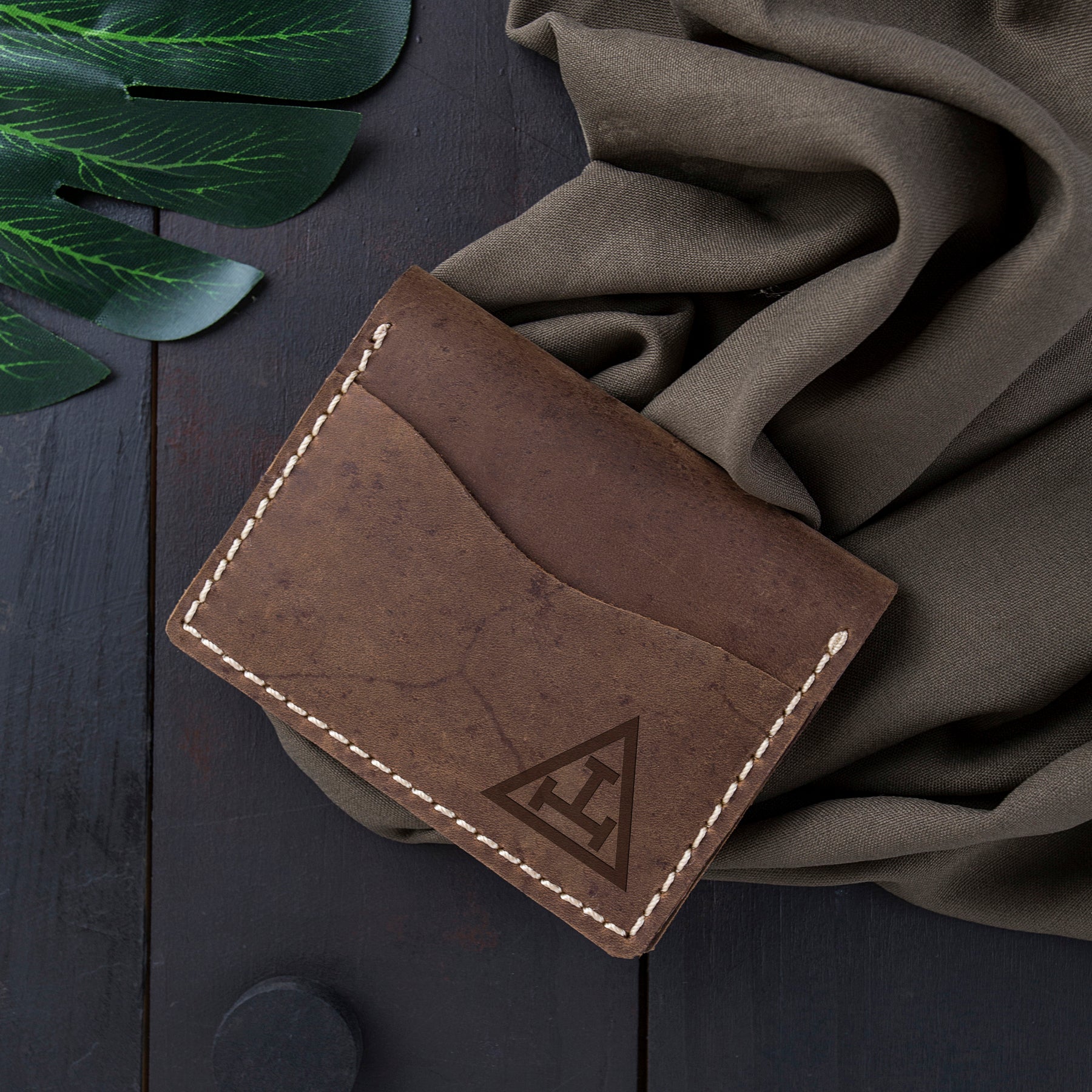 Royal Arch Chapter Wallet - Brown Leather With Comparments - Bricks Masons