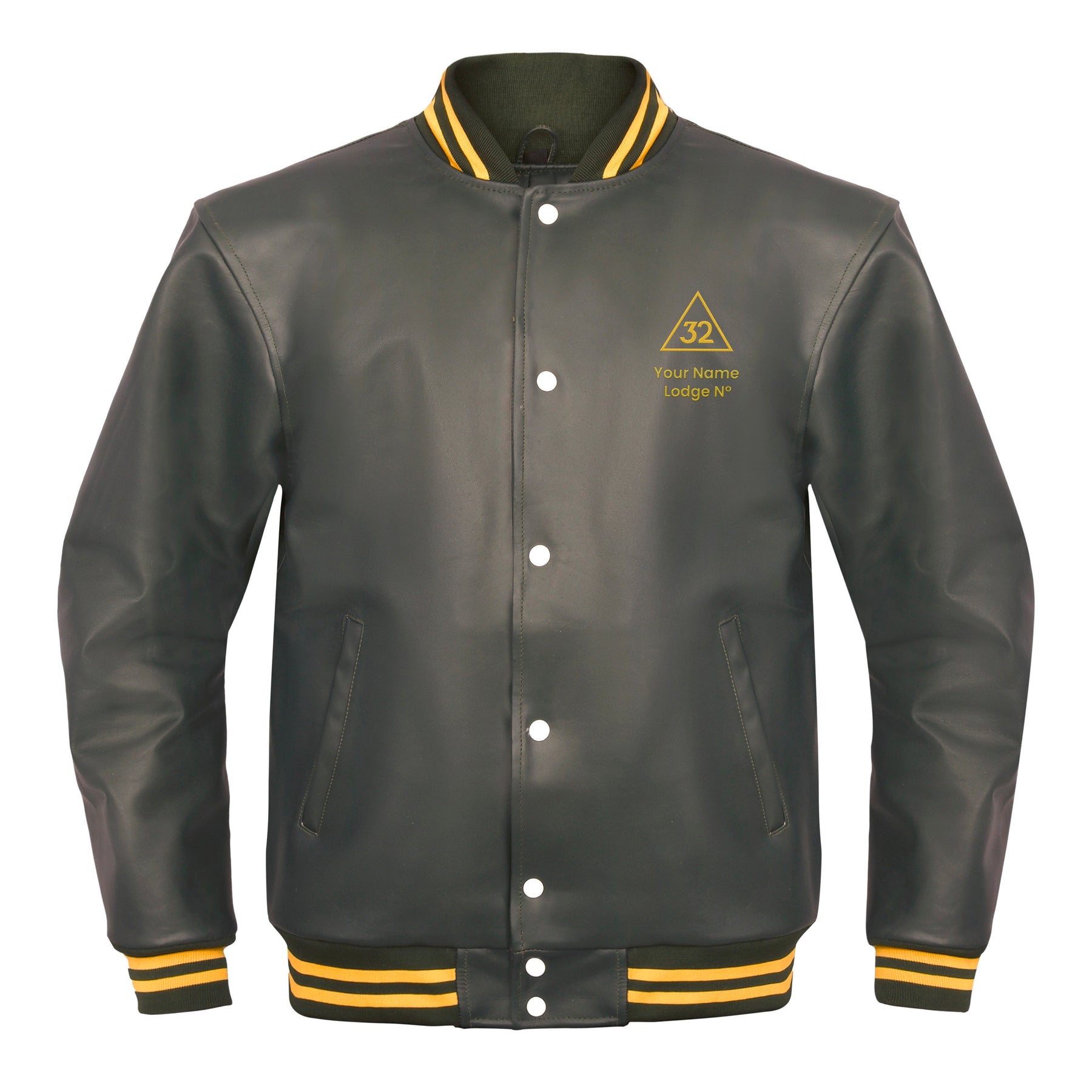 32nd Degree Scottish Rite Jacket - Leather With Customizable Gold Embroidery - Bricks Masons