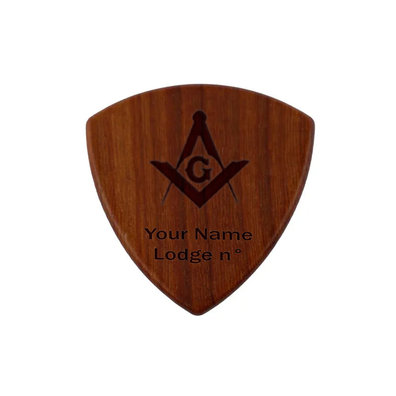 Master Mason Blue Lodge Wood Guitar Pick - Acoustic Electric Bass - Bricks Masons