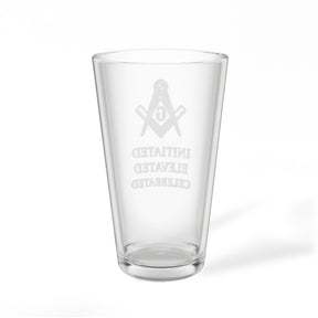 Master Mason Blue Lodge Pint Glass - Initiated Elevated Celebrated Square & Compass G