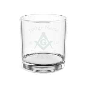 Master Mason Blue Lodge Whiskey Glass - Square & Compass G with Personalization