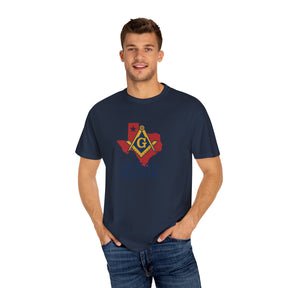 Master Mason Blue Lodge T-Shirt - Texas Mason Garment-Dyed Tee - Bricks Masons