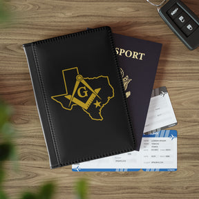 Master Mason Blue Lodge Passport Cover - Black Texas Mason PU Leather - Bricks Masons
