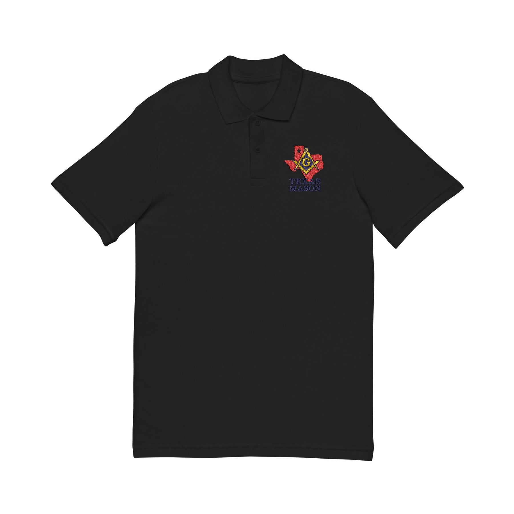 Master Mason Blue Lodge Polo Shirt - Embroidered Square & Compass G Texas Mason - Bricks Masons