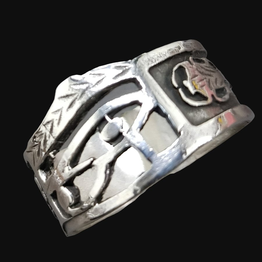 Horus Eye Ring Silver Ankh Scarab 5 Gr 1.5 X Cm Art 872 - Bricks Masons