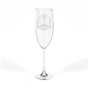 Master Mason Blue Lodge Champagne Flute - Checkered Floor Pillars All-Seeing Eye & Tools