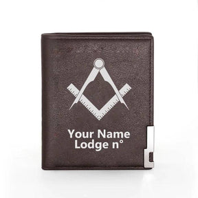 Master Mason Blue Lodge Wallet - Black & Brown - Bricks Masons