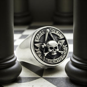 Masonic Carpe Diem Ring in Silver 1.8 cm 12 g Art 890 - Bricks Masons