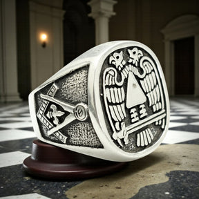 Masonic Ring Double-Headed Eagles Silver 2 cm 19 g Art 891 - Bricks Masons