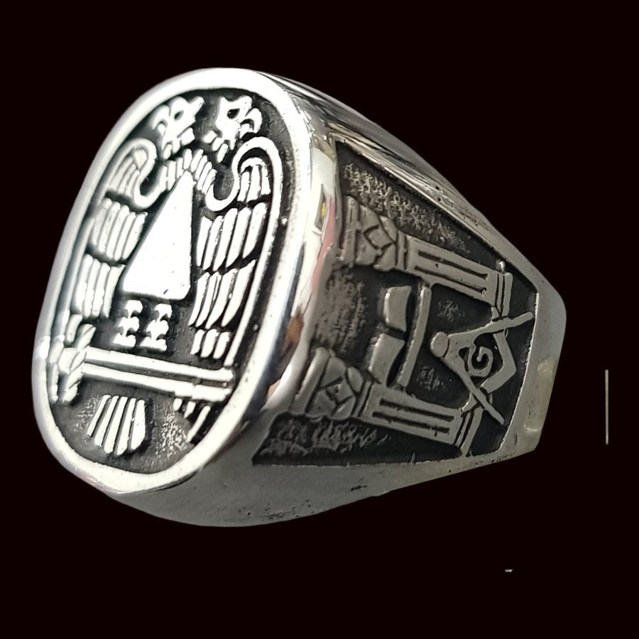 Masonic Ring Double-Headed Eagles Silver 2 cm 19 g Art 891 - Bricks Masons