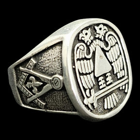 Masonic Ring Double-Headed Eagles Silver 2 cm 19 g Art 891 - Bricks Masons