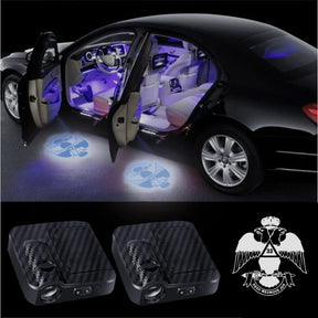 33rd Degree Scottish Rite Car Door Light Projector - Customizable Wireless LED Wings Down - Bricks Masons