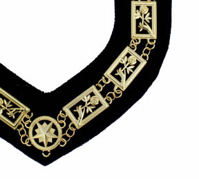 English Scottish Rite Chain Collar - Gold Plated on Blue Velvet