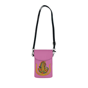 DOI Cell Phone Wallet - Pink Microfiber Leather With Adjustable Strap - Bricks Masons