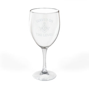 Master Mason Blue Lodge Wine Glass - Served On The Level Square & Compass G