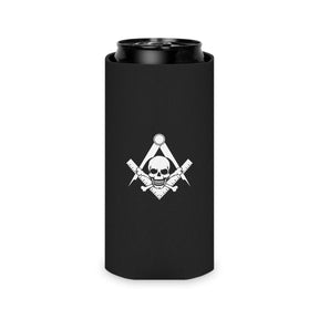 Widows Sons Can Cooler - White Skull & Bones With S&C On Black - Bricks Masons