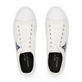 Master Mason Blue Lodge Sneaker - Low Top Sneaker Black & White USA Flag - Bricks Masons