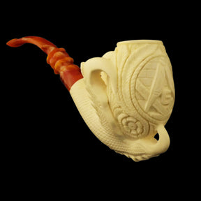 Master Mason Blue Lodge Meerschaum Pipe - Handcrafted Square and Compass G - Bricks Masons