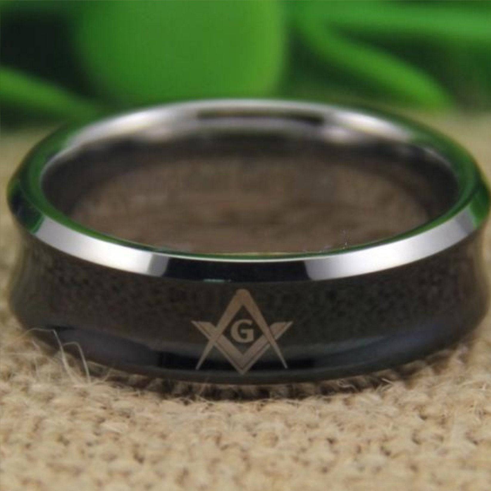 Master Mason Blue Lodge Ring - Black Silver Edges