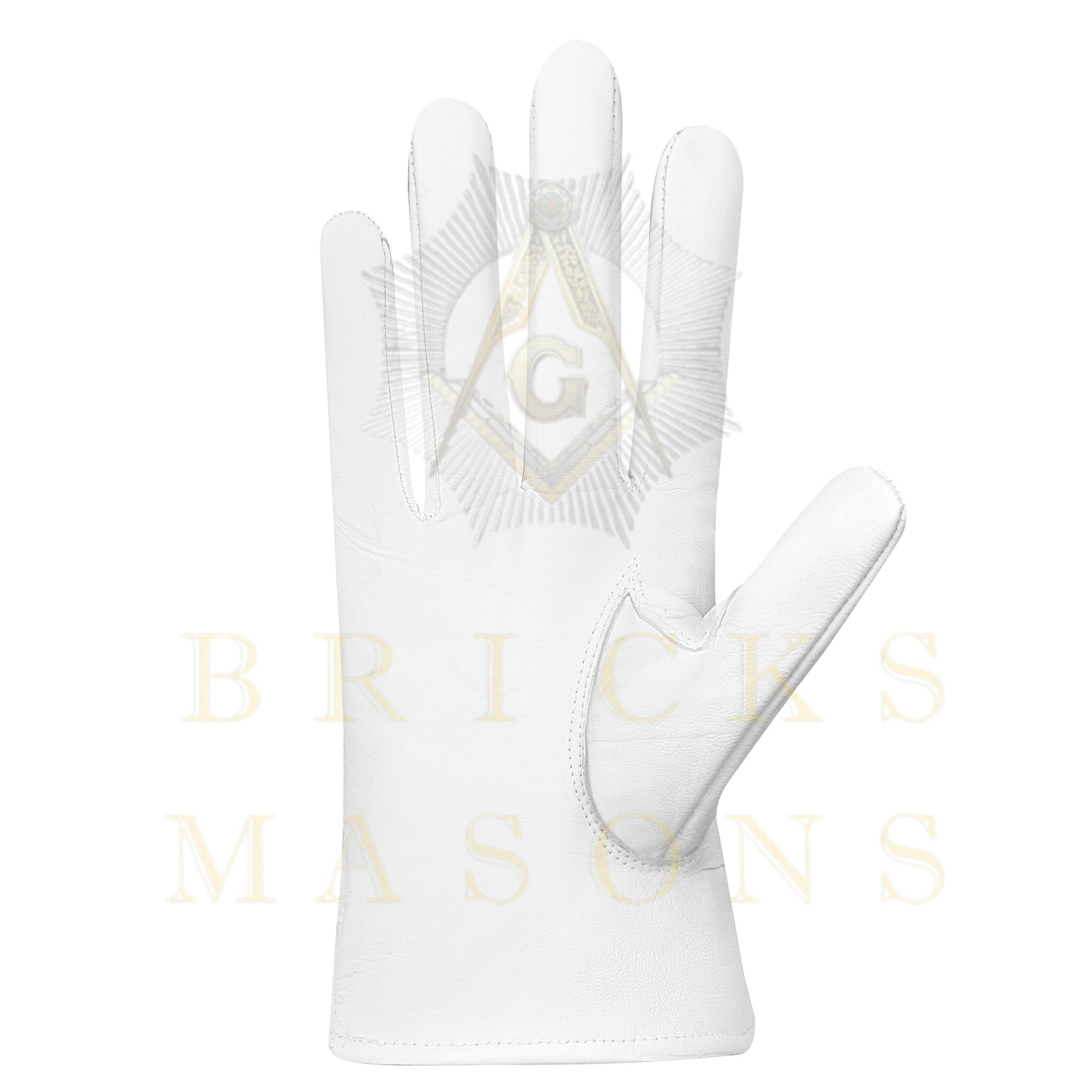 Lady Knights HoTC Gloves - White Leather Cross & Crown Emblem - Bricks Masons