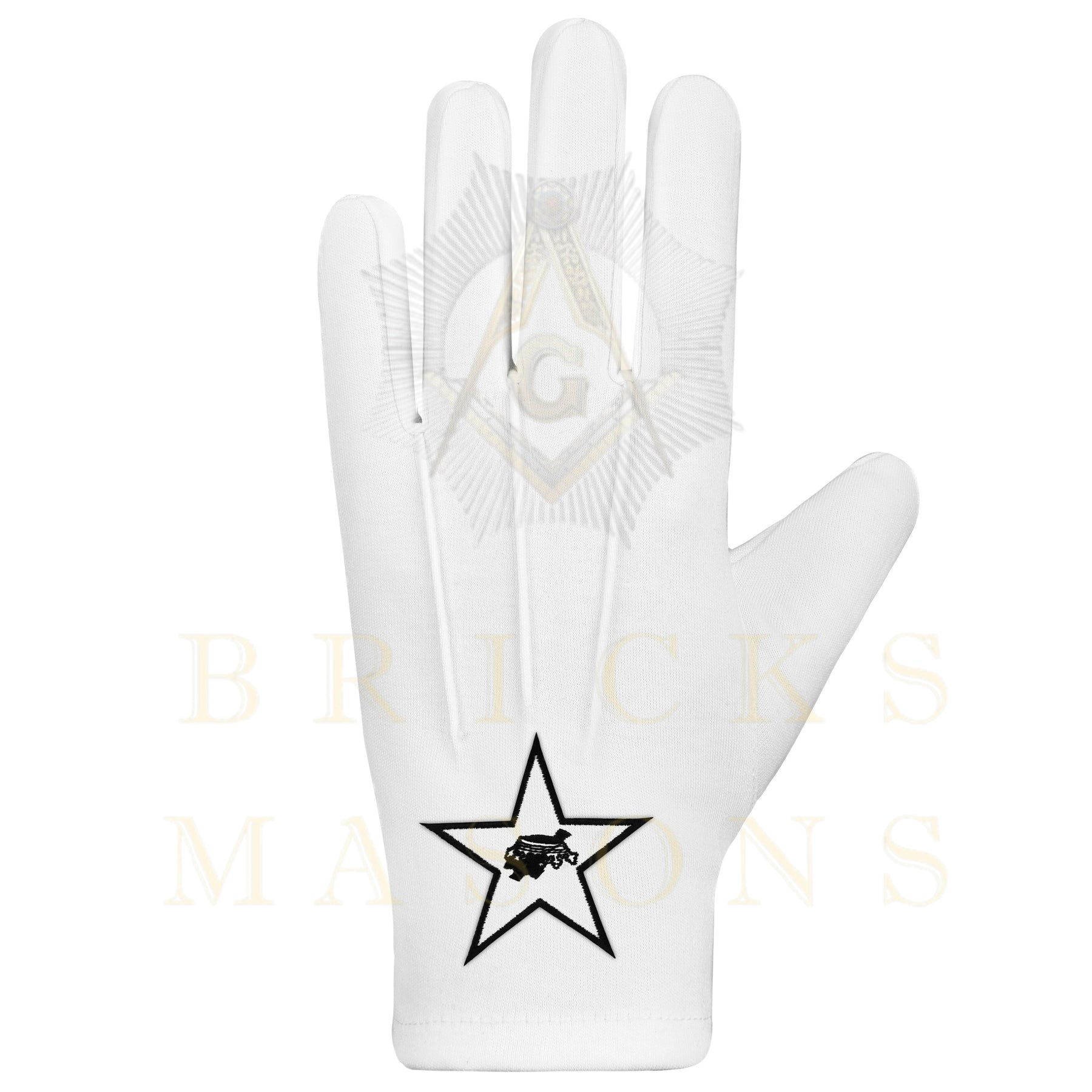 Lady Knights HoTC Gloves - White Cotton With Star Patch - Bricks Masons