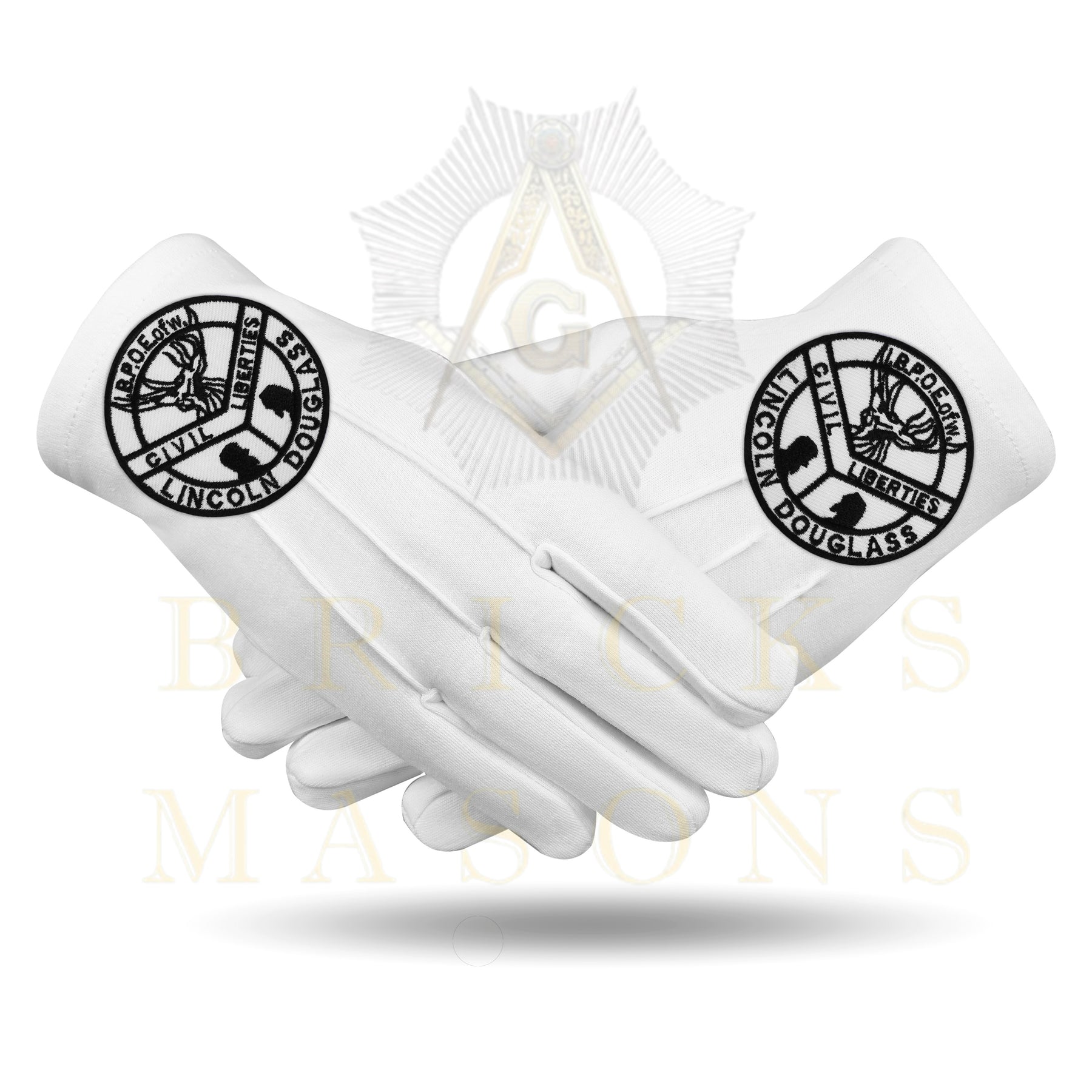 Elks of the World Gloves - White Cotton Civil Liberties - Bricks Masons