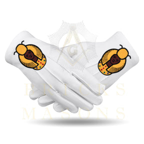DOI Gloves - White Cotton York Rite - Bricks Masons