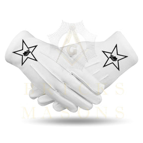 Lady Knights HoTC Gloves - White Cotton With Star Patch - Bricks Masons