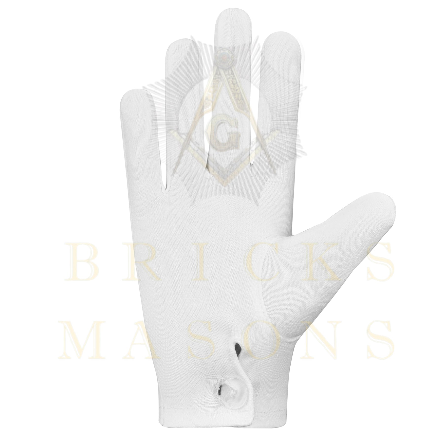 DOI Gloves - White Cotton With Round Patch - Bricks Masons