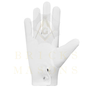Past Grand Exalted Ruler Elks of the World Gloves - White Cotton - Bricks Masons
