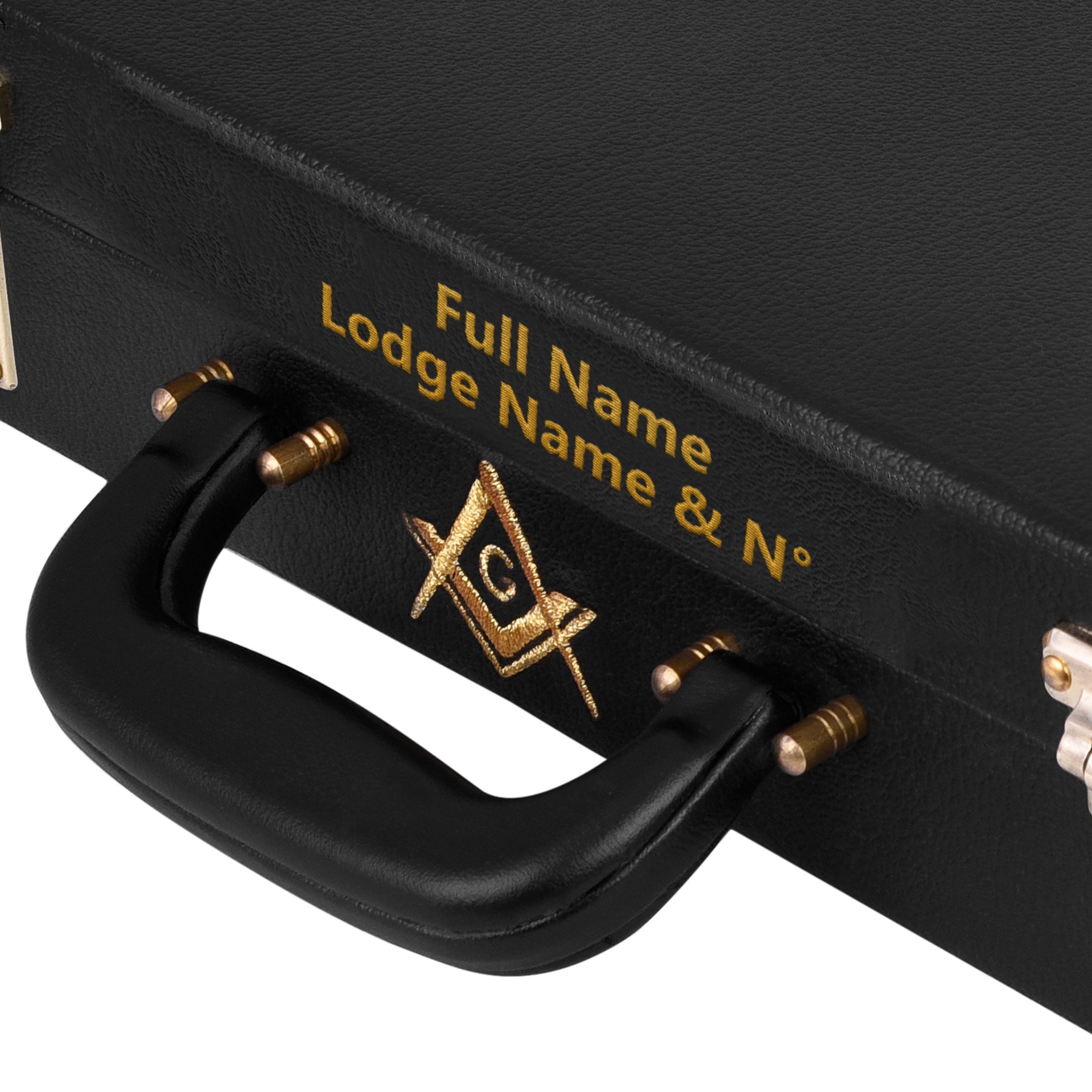 Master Mason Blue Lodge Apron Case -  Hand Embroidery Personalization Black Emblem Various Sizes & Materials - Bricks Masons