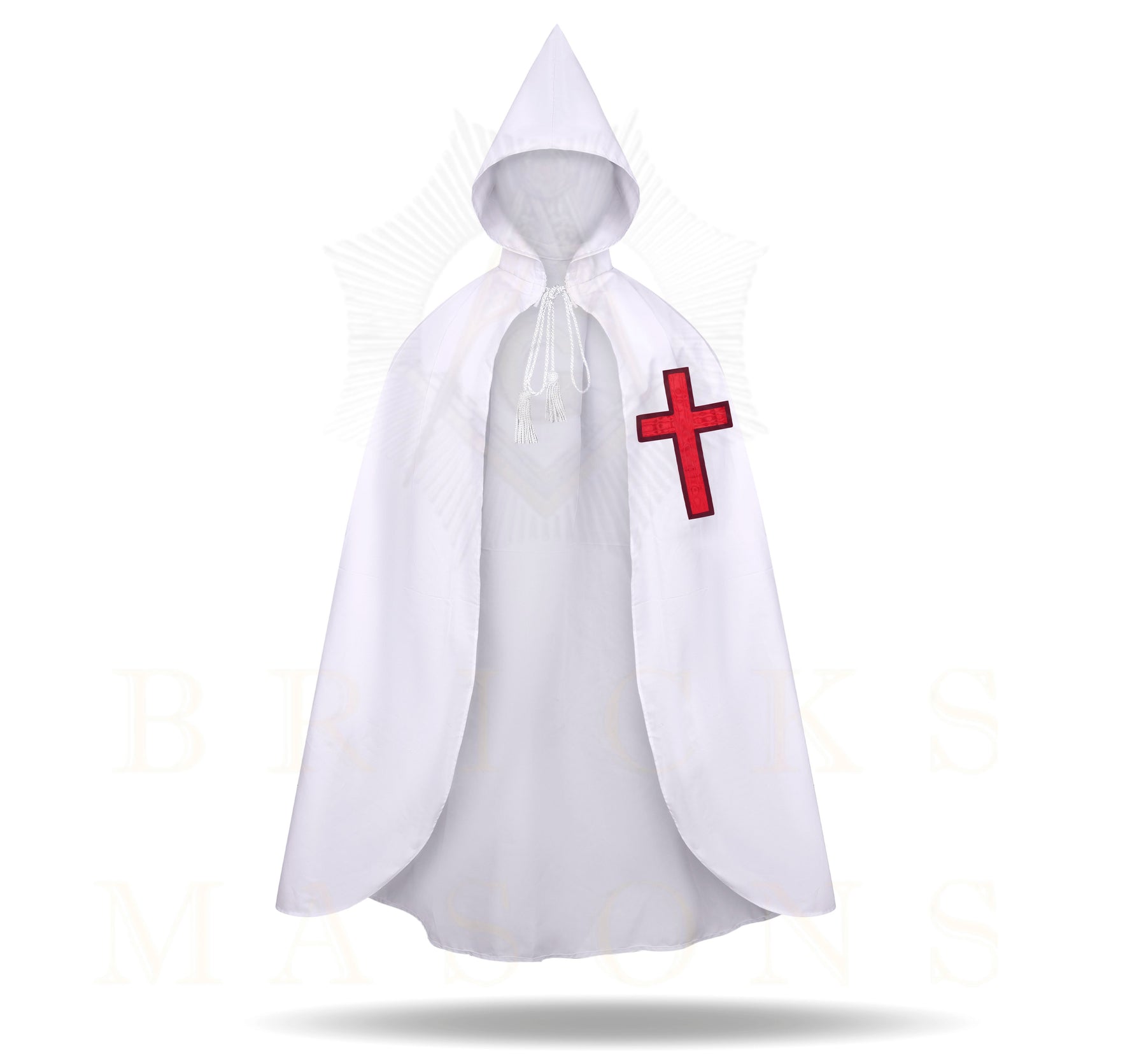 Knights Templar Mantle - White With Red Cross Various Sizes - Bricks Masons