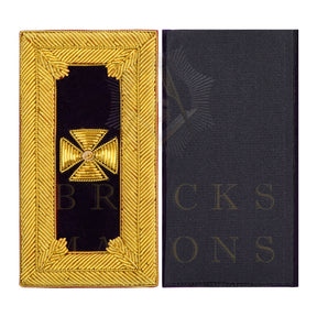 Past Grand Commander Knights Templar Frock Coat Shoulder Board - Gold & Black Bullion Embroidery - Bricks Masons