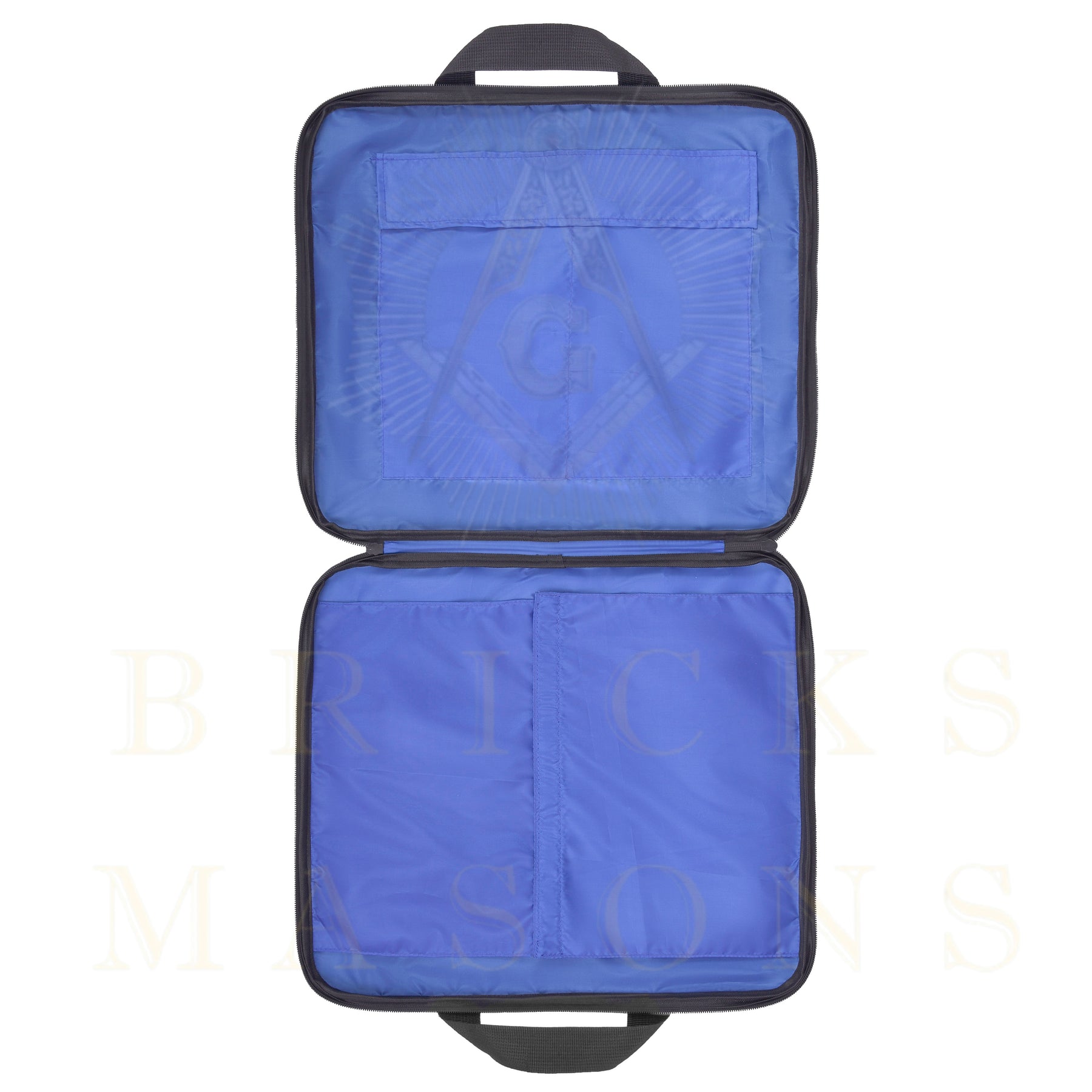 Master Mason Blue Lodge Apron Case - Black Cordura With Embroidered Square & Compass - Bricks Masons