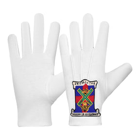 29th Degree Scottish Rite Gloves - White Cotton Knights of St. Andrew - Bricks Masons