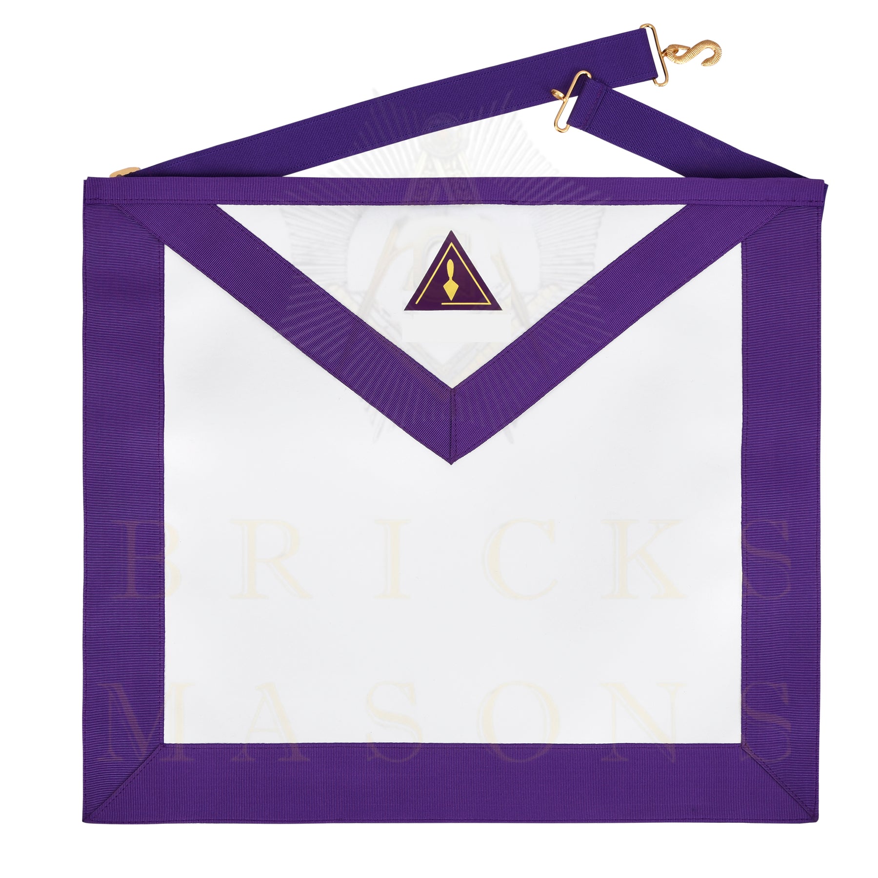 Past Illustrious Master Council Apron - Purple Ribbon Machine Embroidery - Bricks Masons