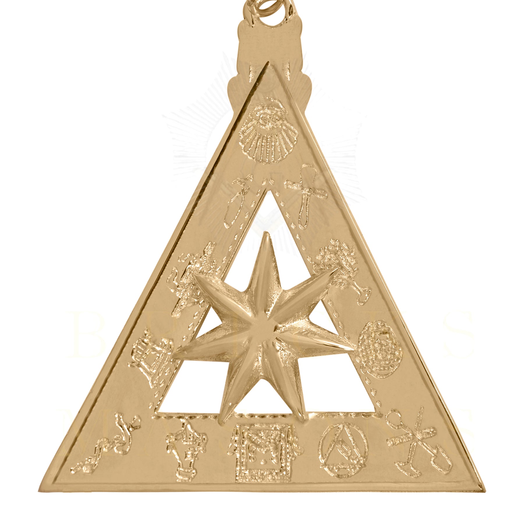 Past High Priest Royal Arch Chapter Breast Jewel - Gold Plated Star With Ribbon - Bricks Masons