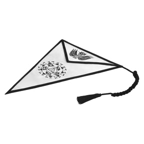 32nd Degree Scottish Rite Apron - Triangular White & Black Printed Emblem With Tassels - Bricks Masons