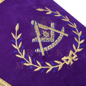 Past Master Blue Lodge Cuff - Velvet Machine Embroidery With Gold Fringe - Bricks Masons